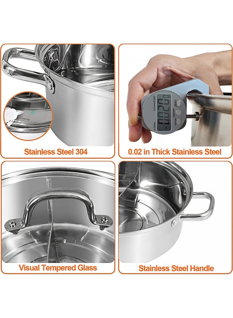 TrustMate 304 Stainless Steel Hot Pot with Divider (Yin Yang) – Thickened Double Flavor Hotpot – Includes 2 Ladles – Suitable for Gas Stove, Induction & Ceramic Cooker – Family Size for 2–6 People - Image 5